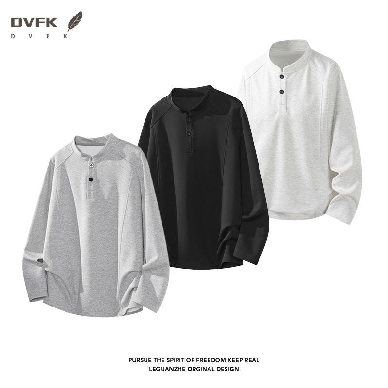 Wallpaper - Kemeja Pria Lengan Raglan Henley Lengan