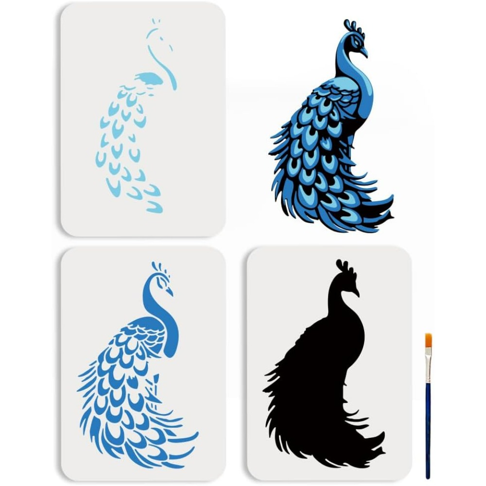 3 Buah Stensil Merak Berlapis  - Paint Brush ulasan dan harga