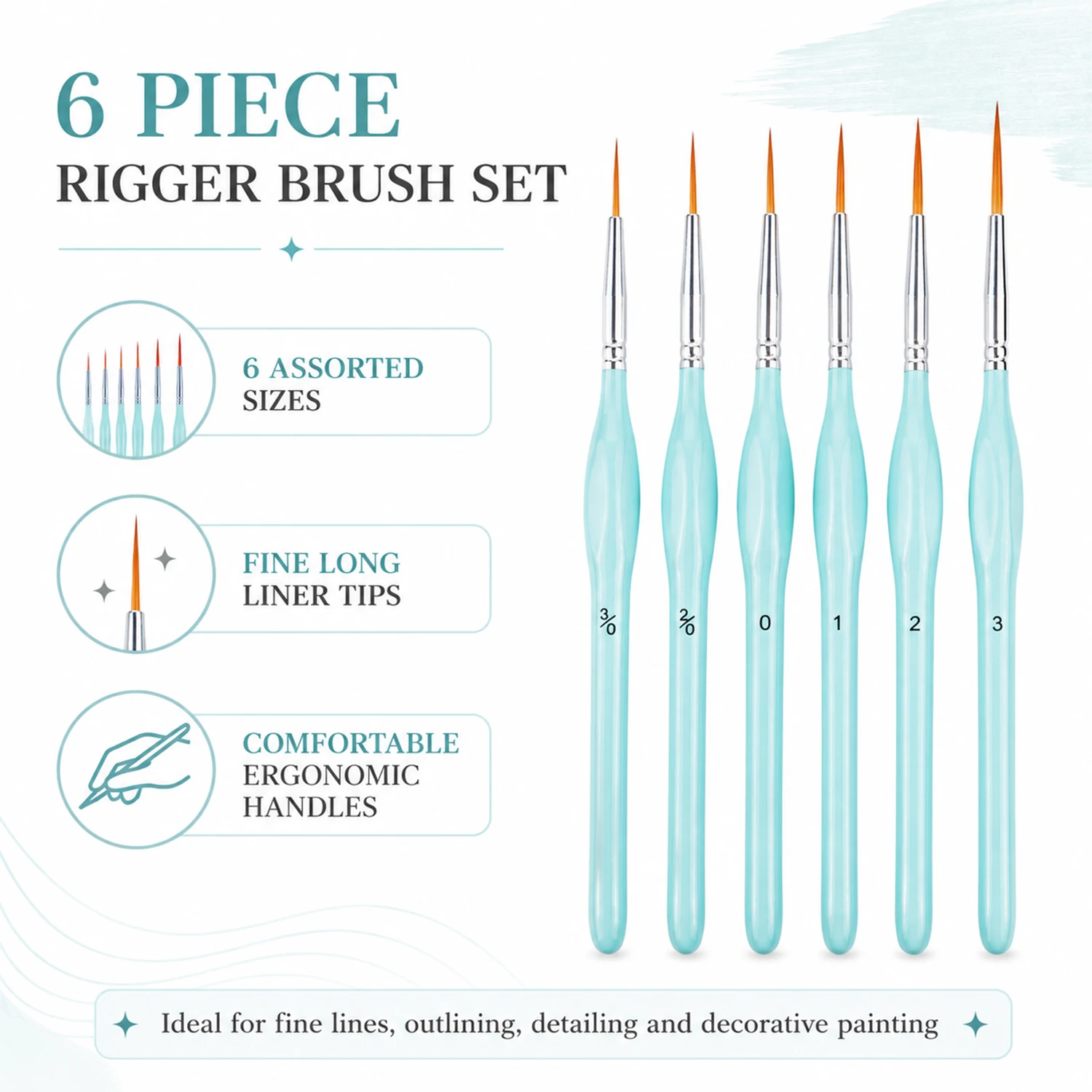 6 buah Set Kuas Lukis Rigger,  - Paint Brush ulasan dan harga