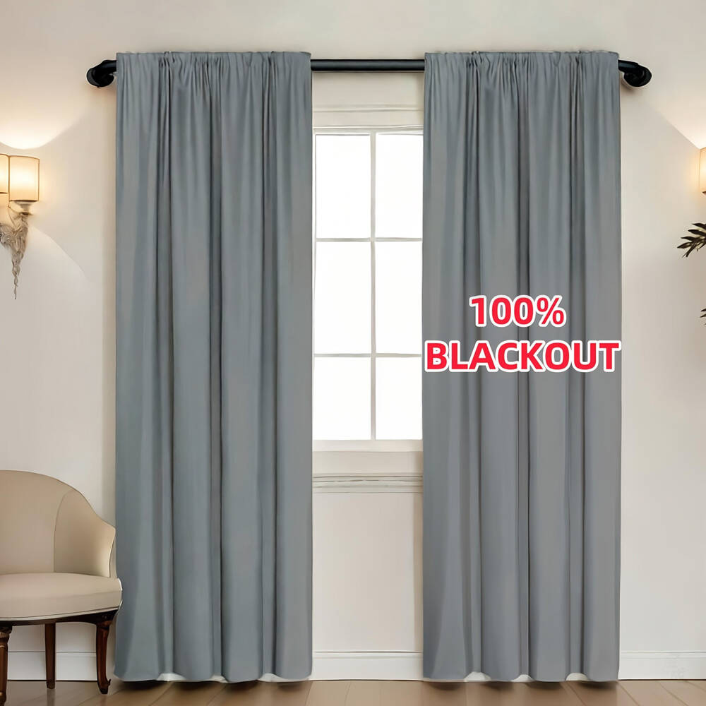 1pc Tirai Blackout 100% dengan - Curtain Rods ulasan dan harga