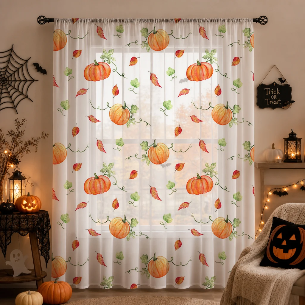 1Pc Tirai Tipis Halloween deng - Curtain Rods ulasan dan harga
