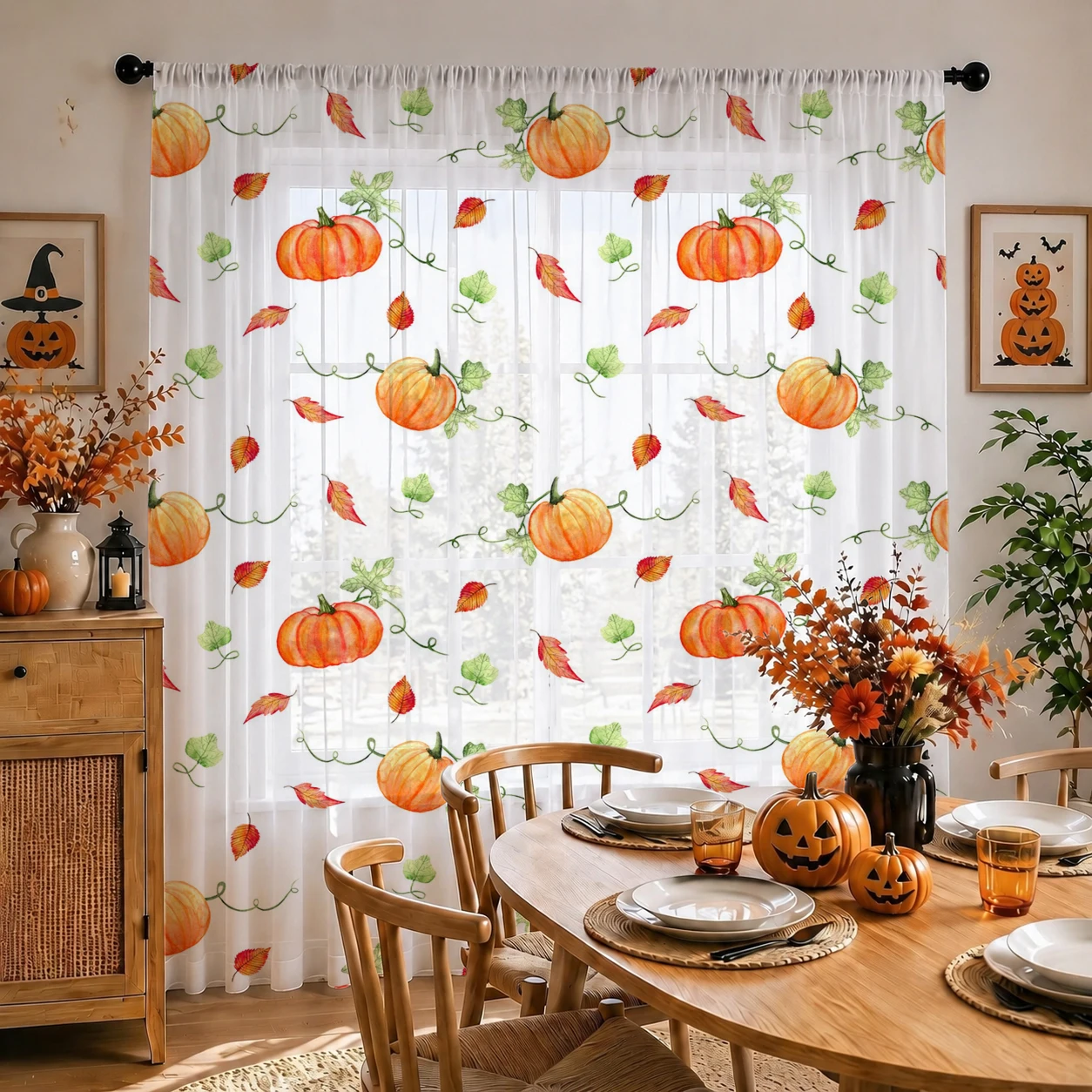 1Pc Tirai Tipis Halloween deng - Curtain Rods ulasan dan harga