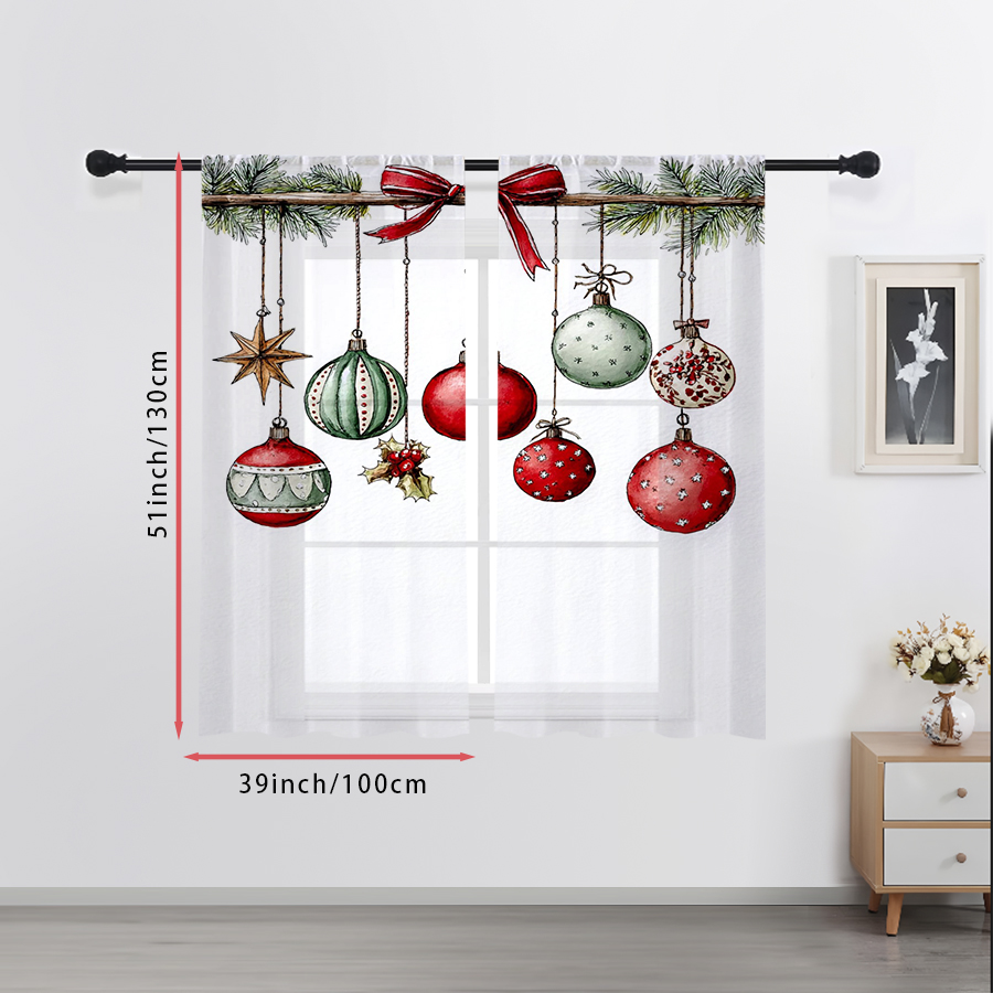 2PCS Tirai Tipis Natal Musim D - Curtain Rods ulasan dan harga