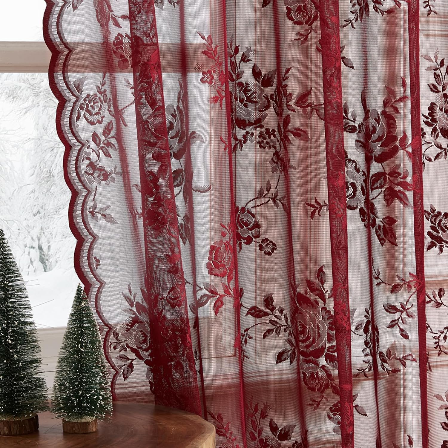 1 buah tirai renda warna burgu - Curtain Rods ulasan dan harga