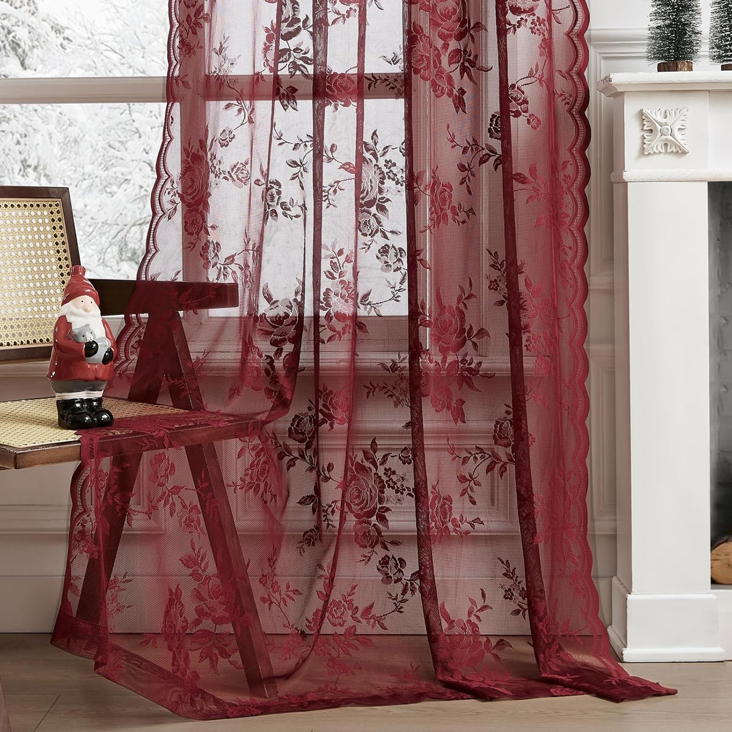 1 buah tirai renda warna burgu - Curtain Rods ulasan dan harga